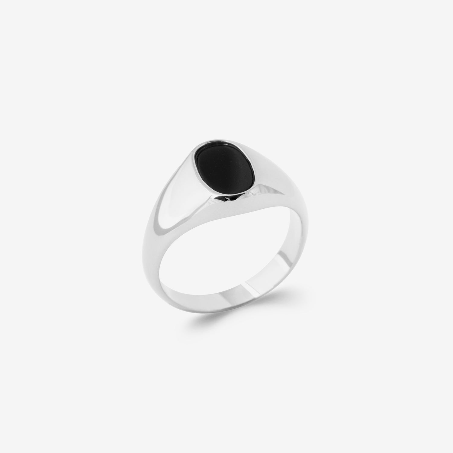 Bague homme pierre noire argent.