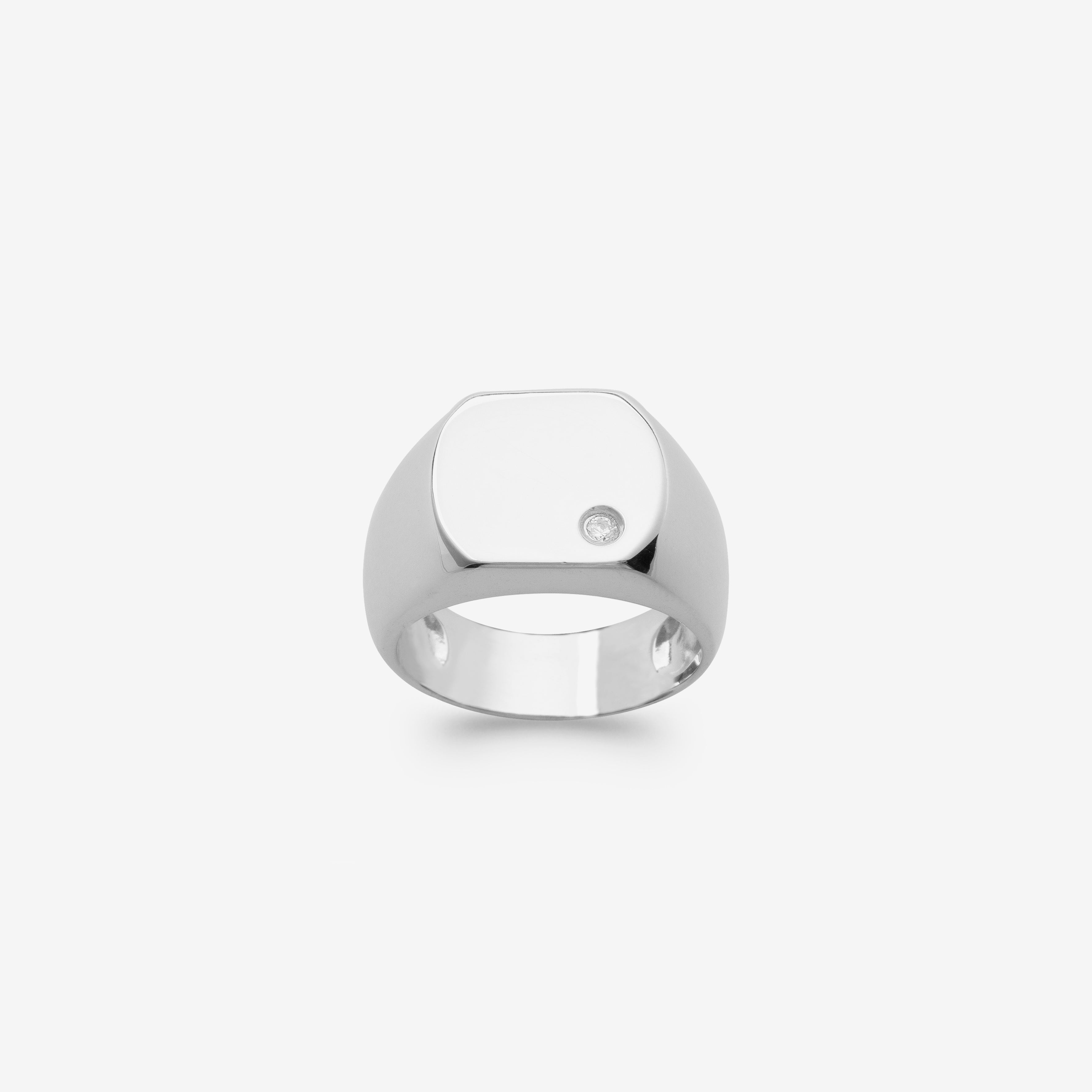 Bague chevalière homme argent avec pierre zircon