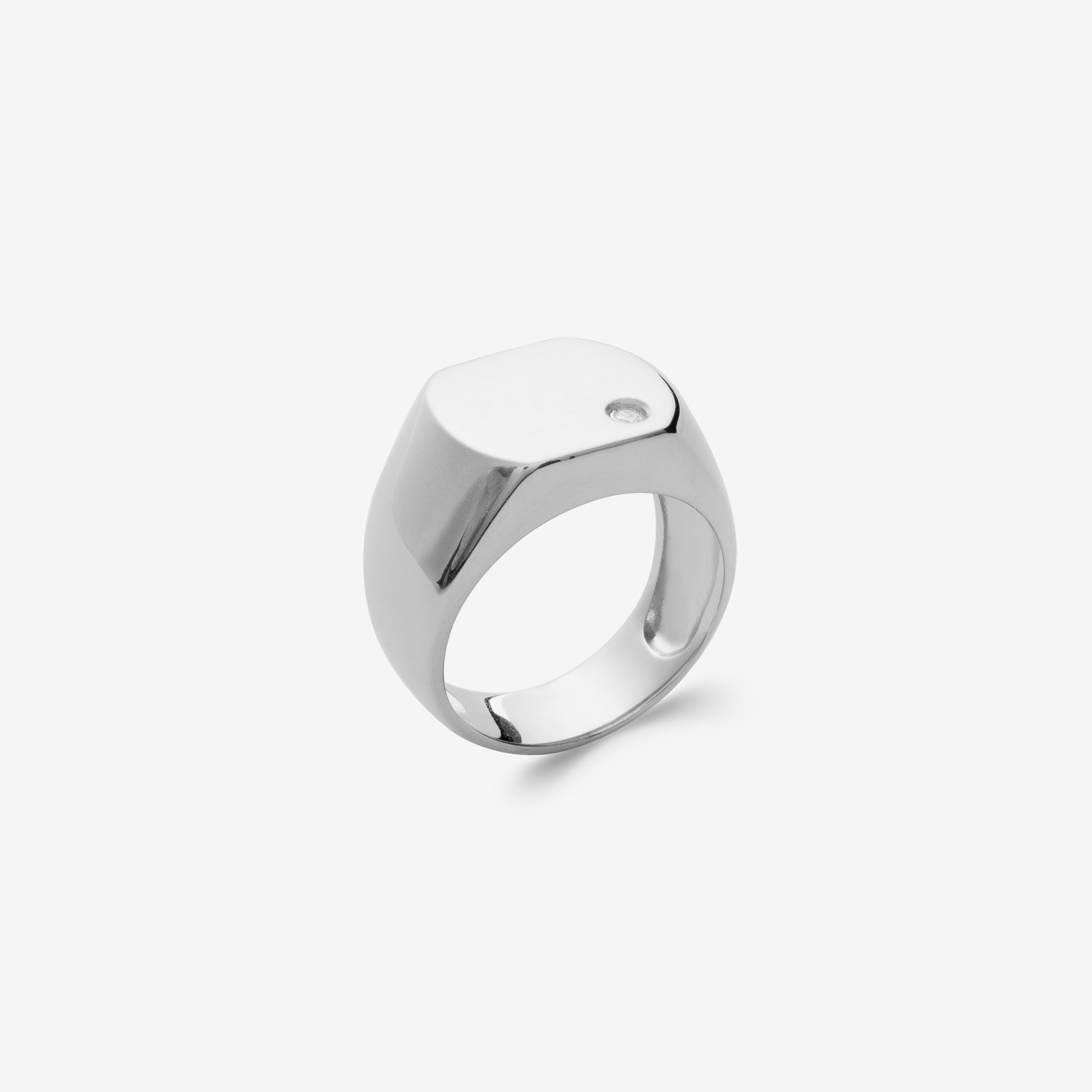 Bague chevalière homme argent avec pierre zircon
