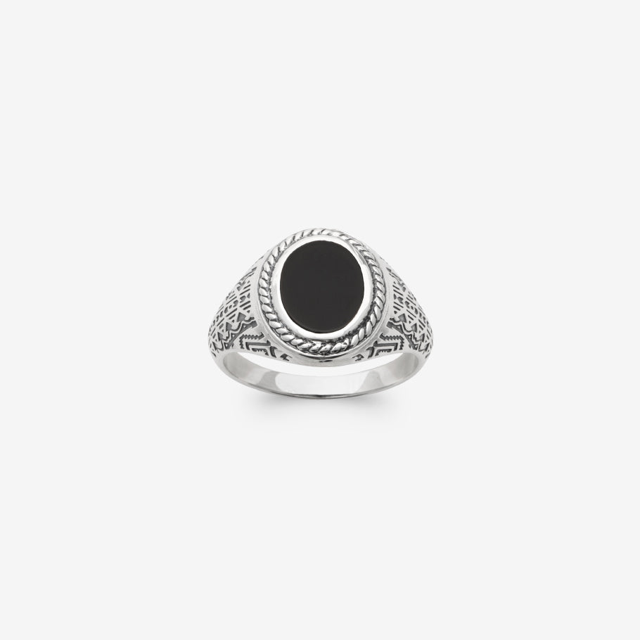 Bague homme argent 925 pierre noire