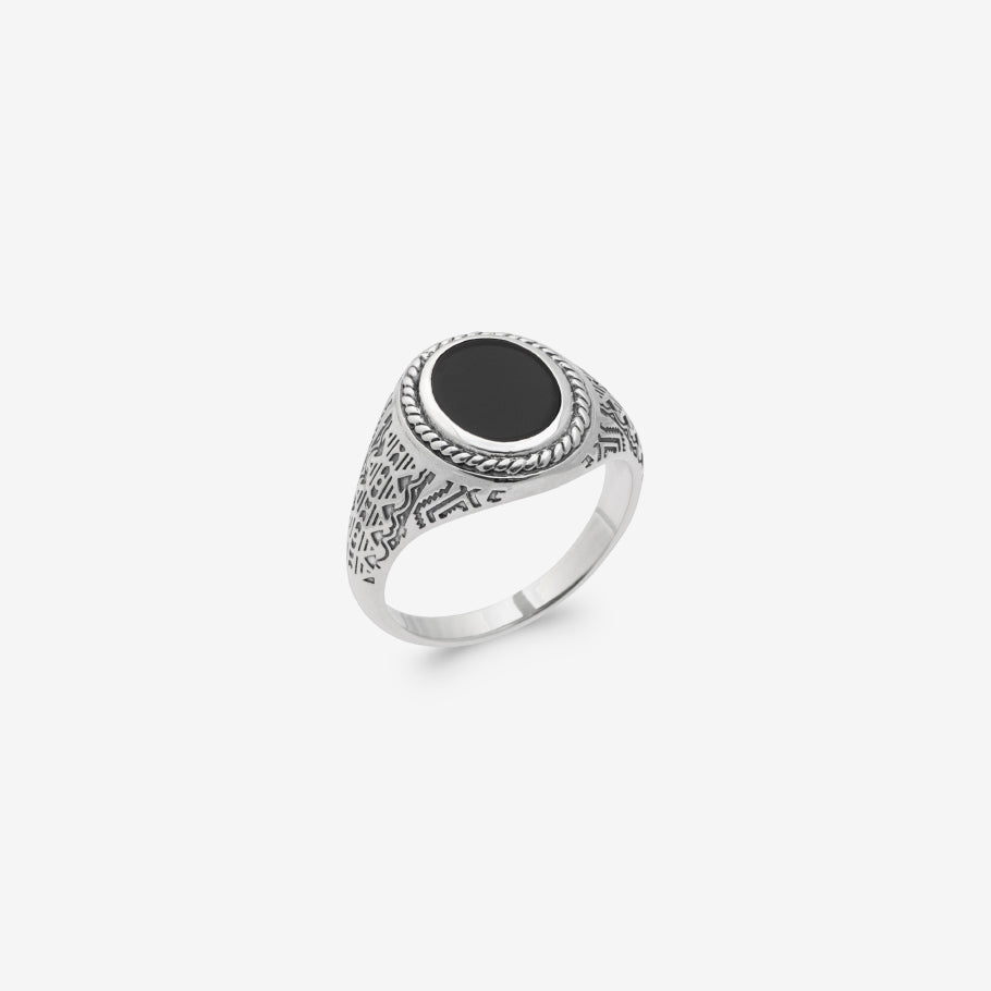Bague homme argent 925 pierre noire