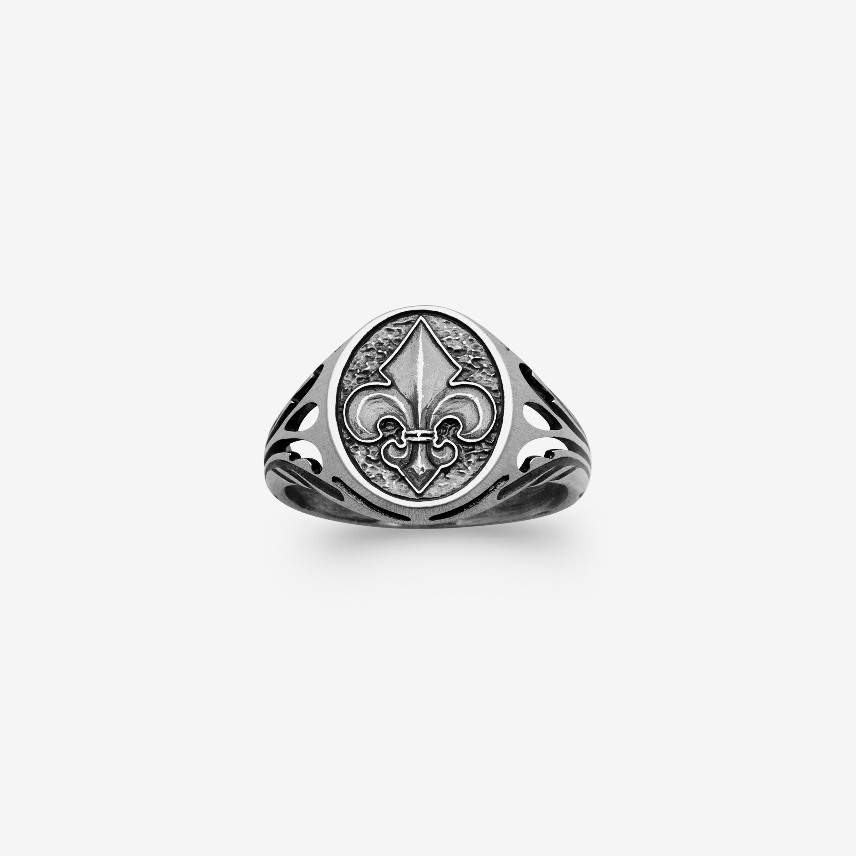 Bague homme fleur de lys argent