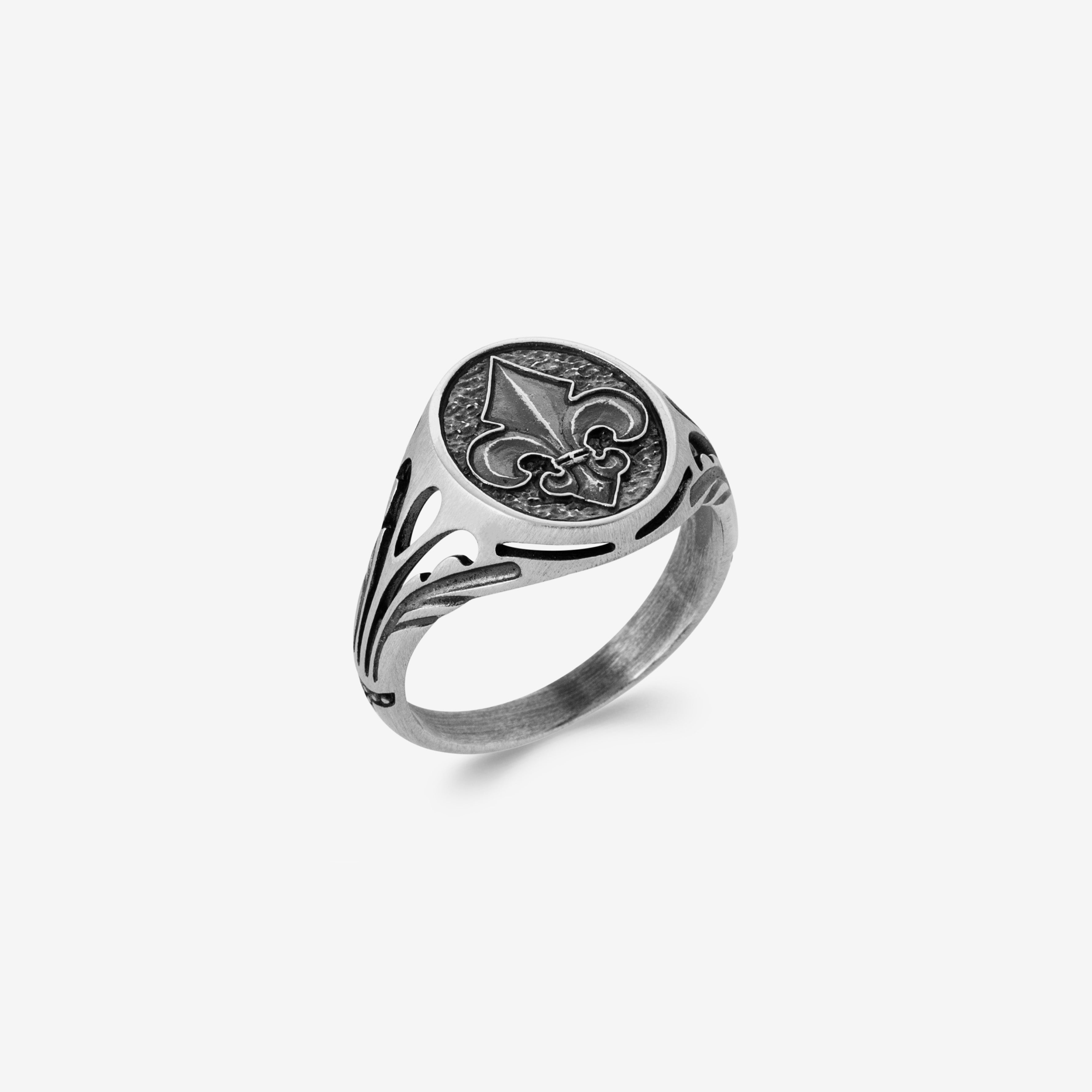 Bague homme fleur de lys argent