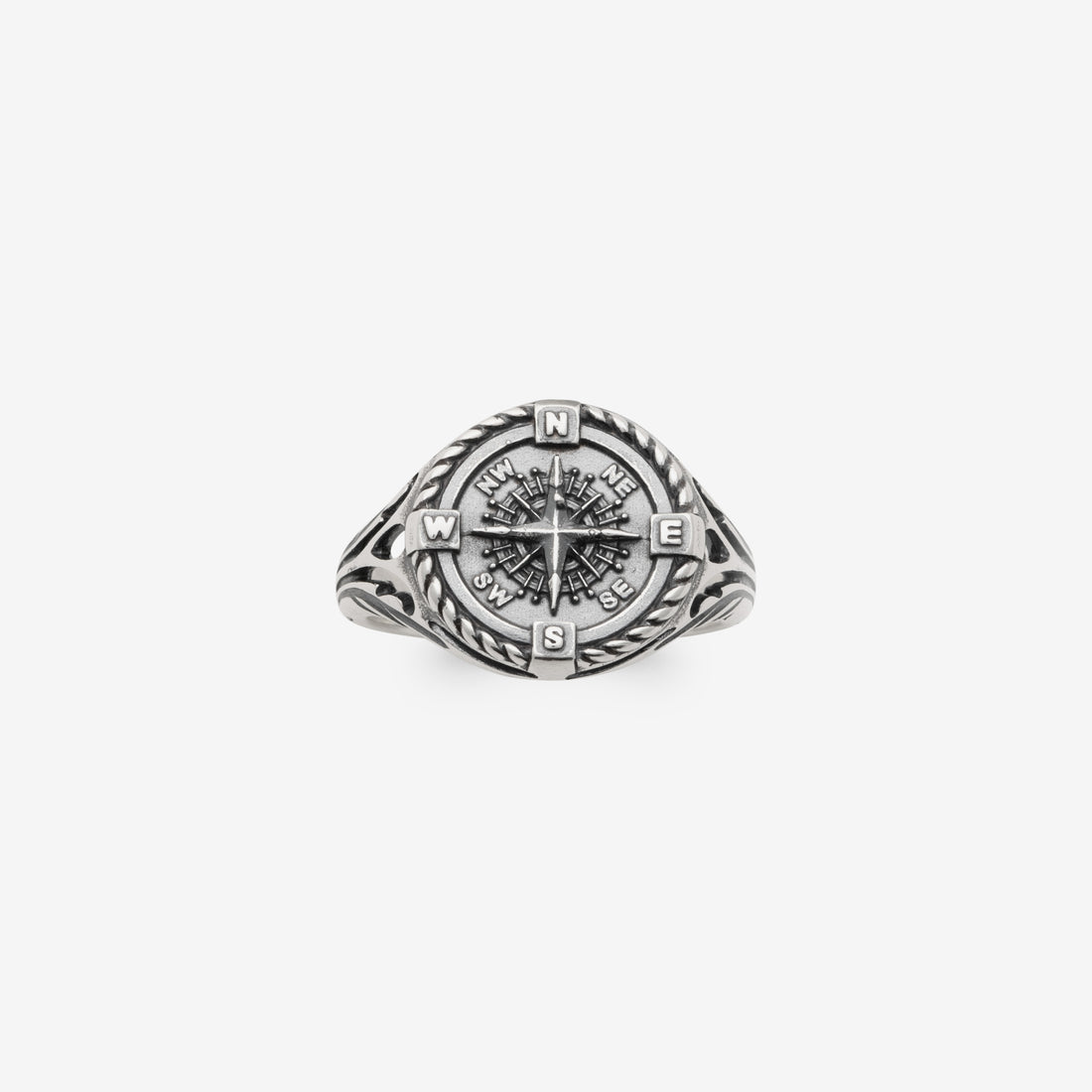 Bague homme boussole argent