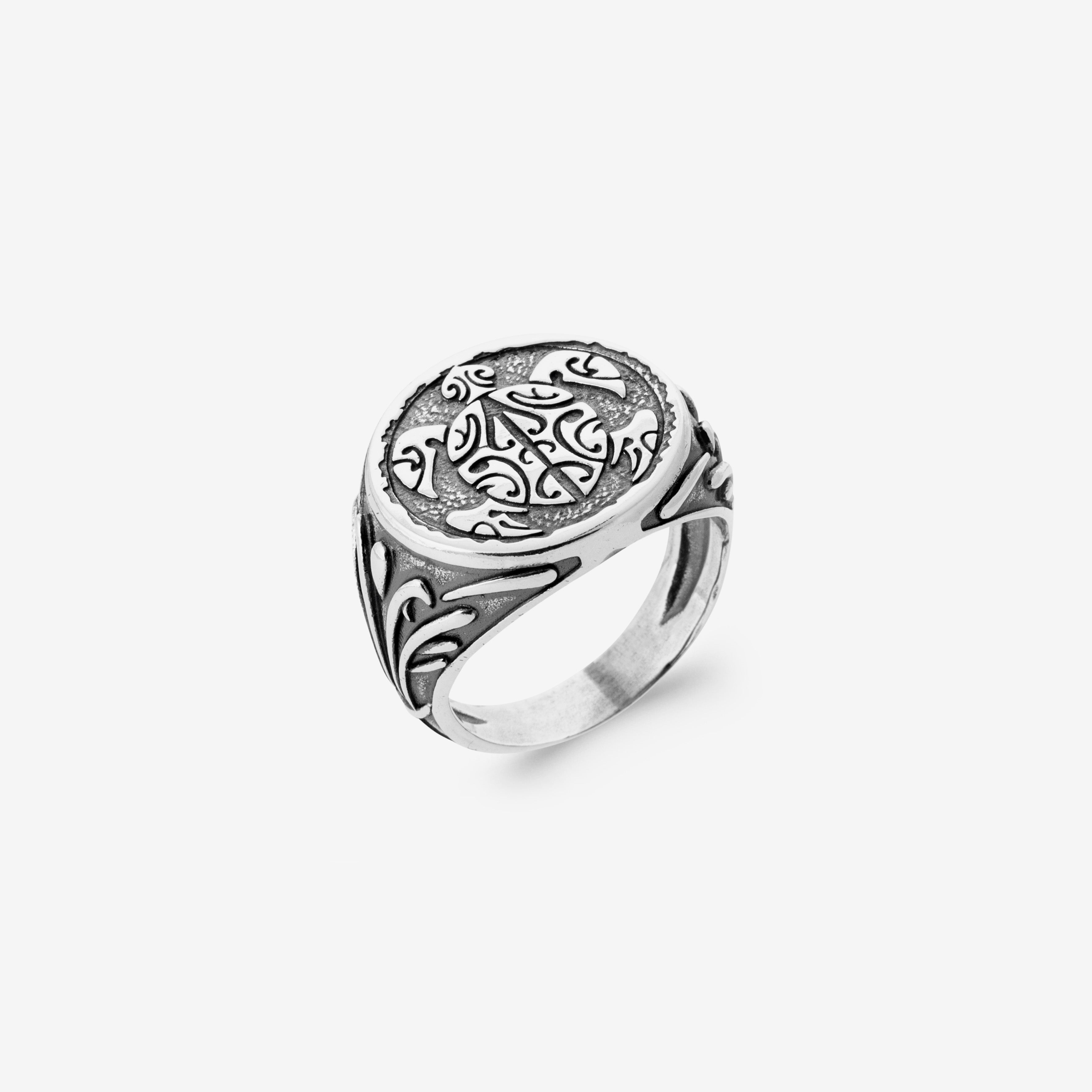 Bague homme tortue argent