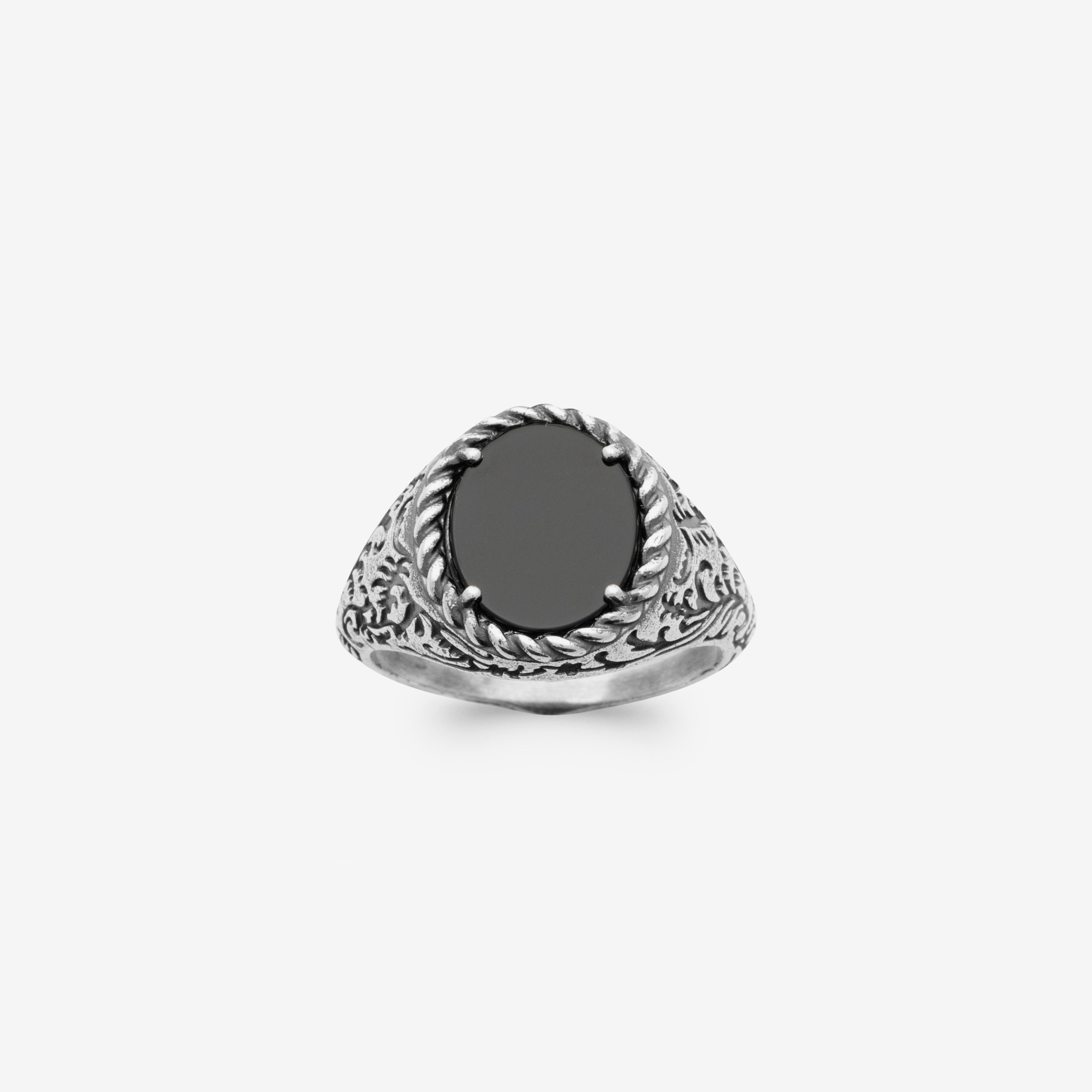 Bague chevalière homme pierre onyx