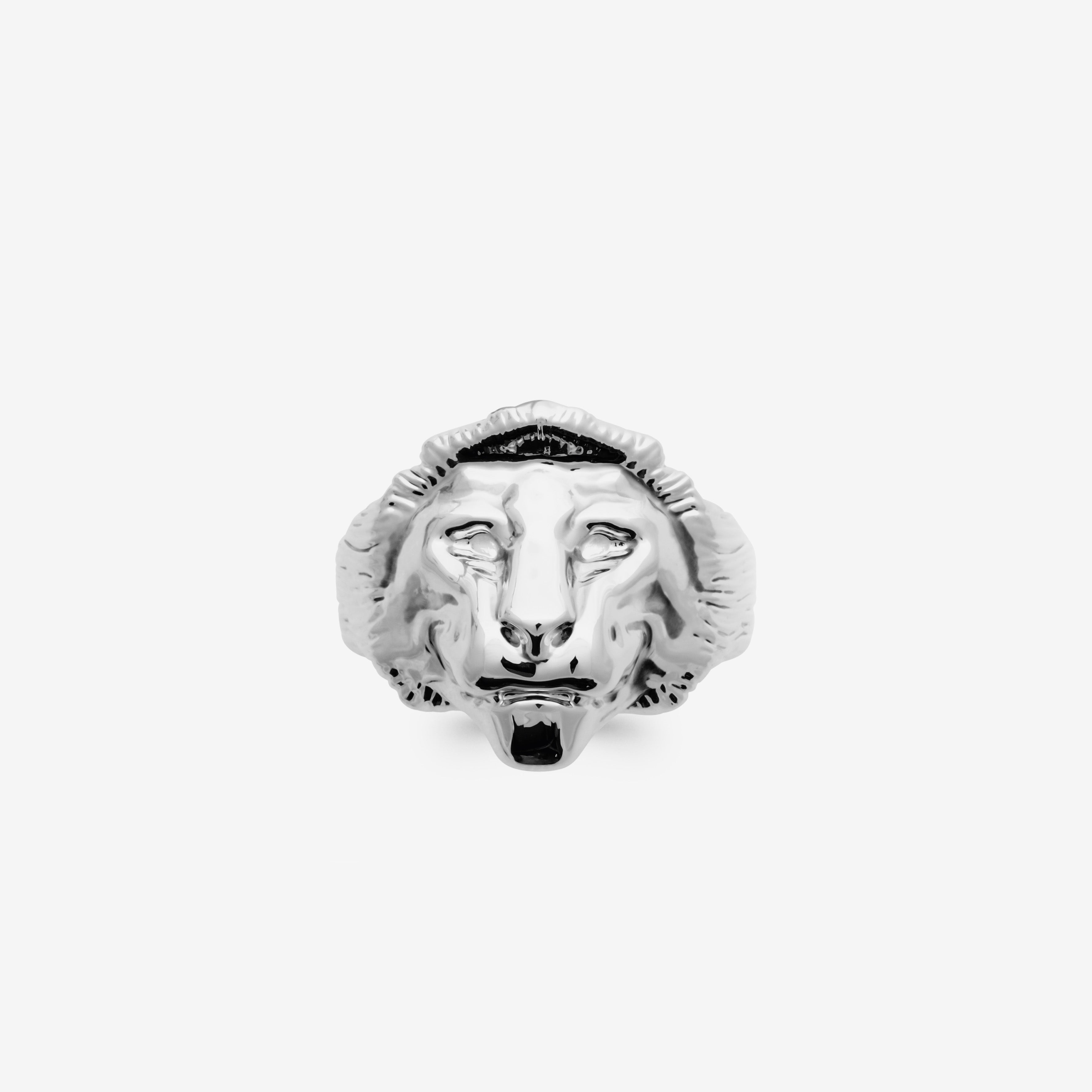 Bague chevalière homme lion épaisse en argent