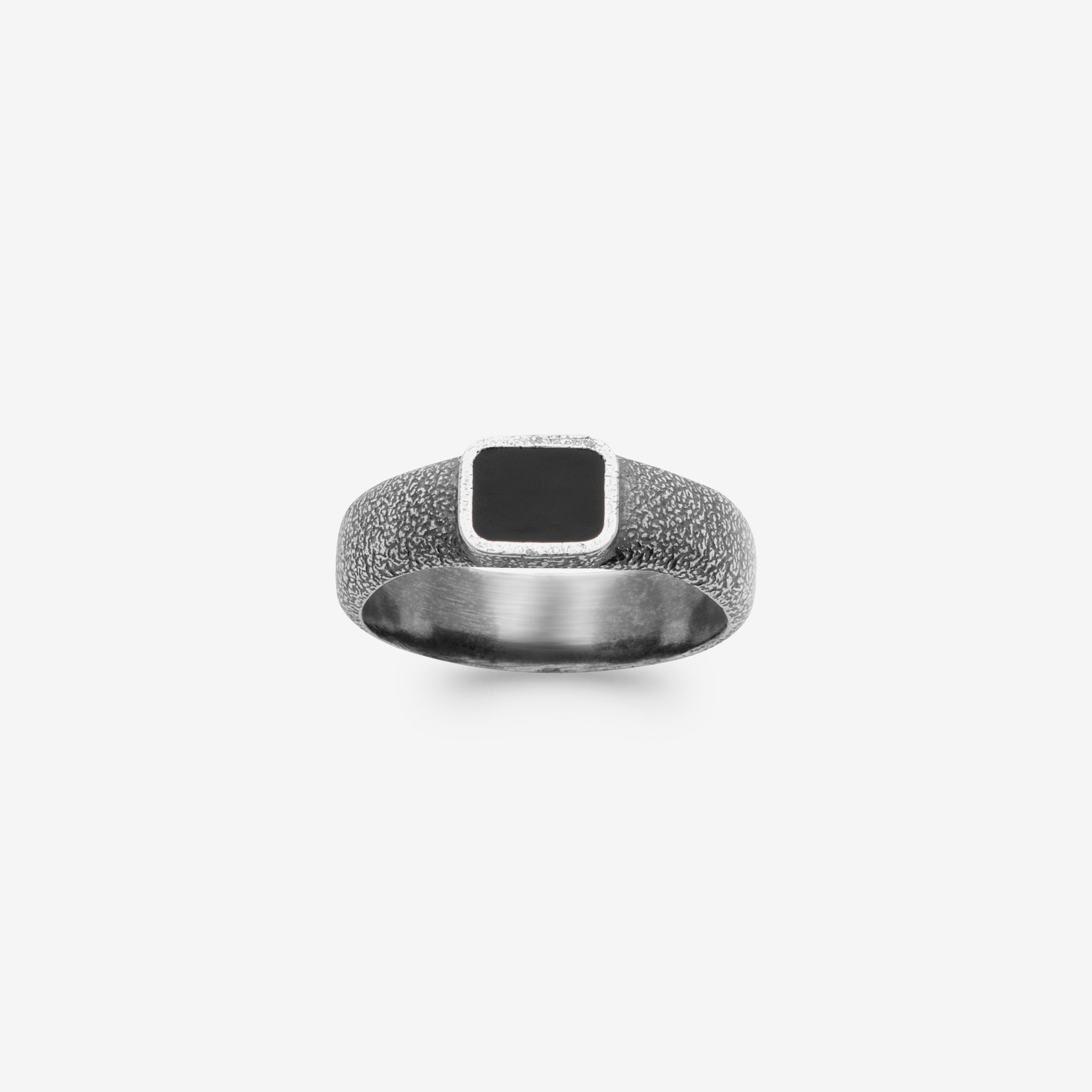 Bague homme argent pierre agathe noire