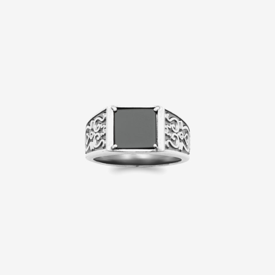 Bague homme minimaliste argent 925 pierre noire