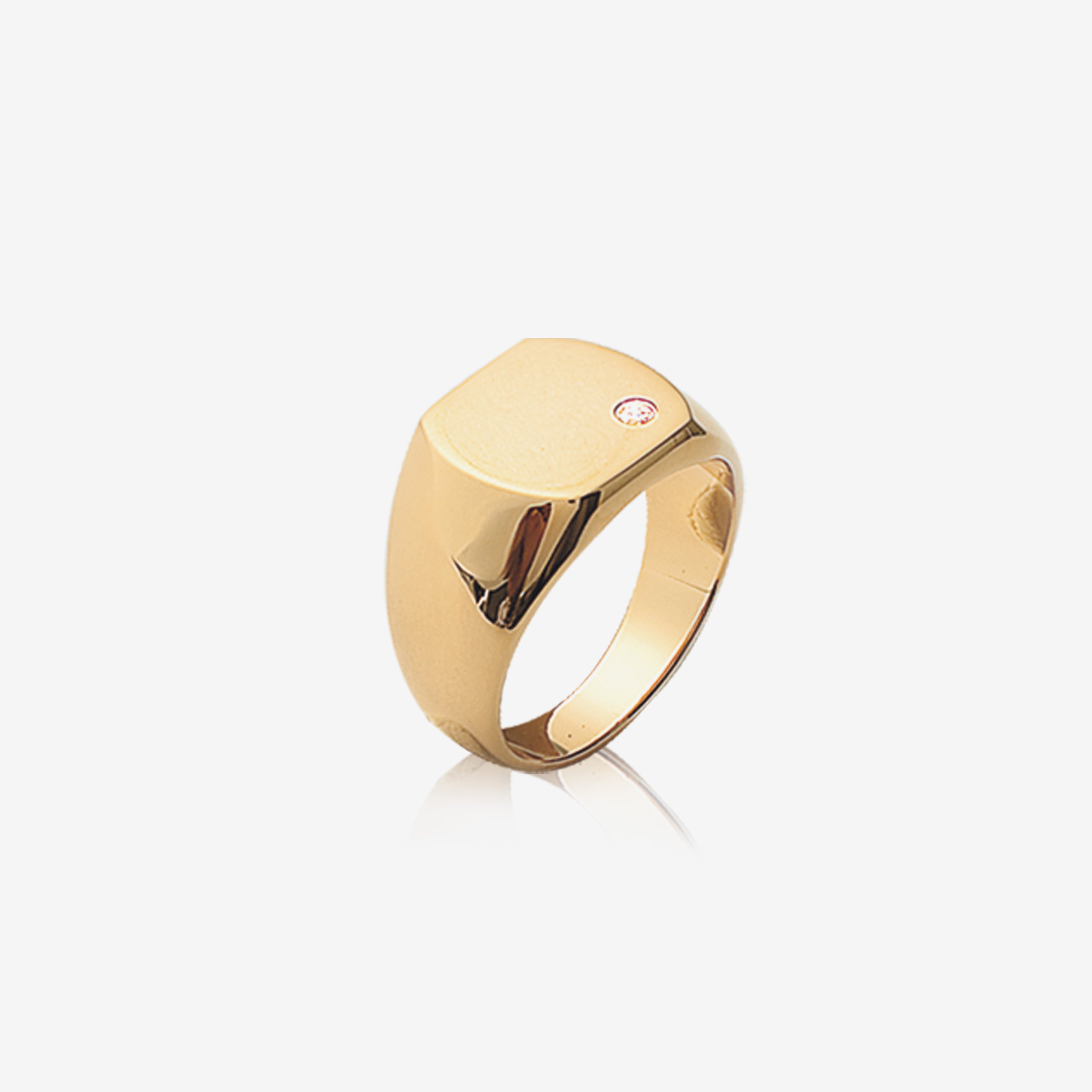 Bague chevalière homme plaqué or avec pierre zircon