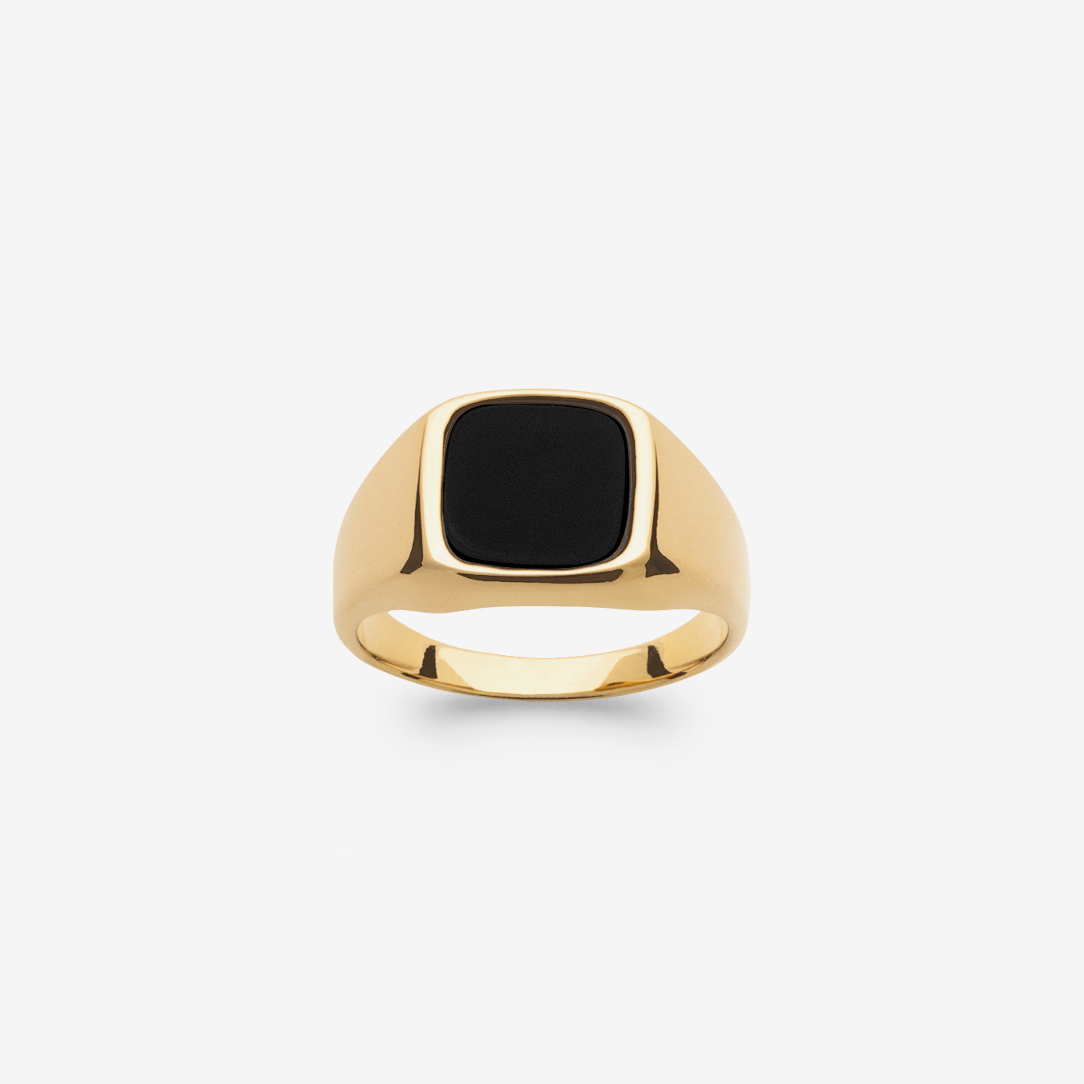 Bague Plaqué or homme pierre Onyx