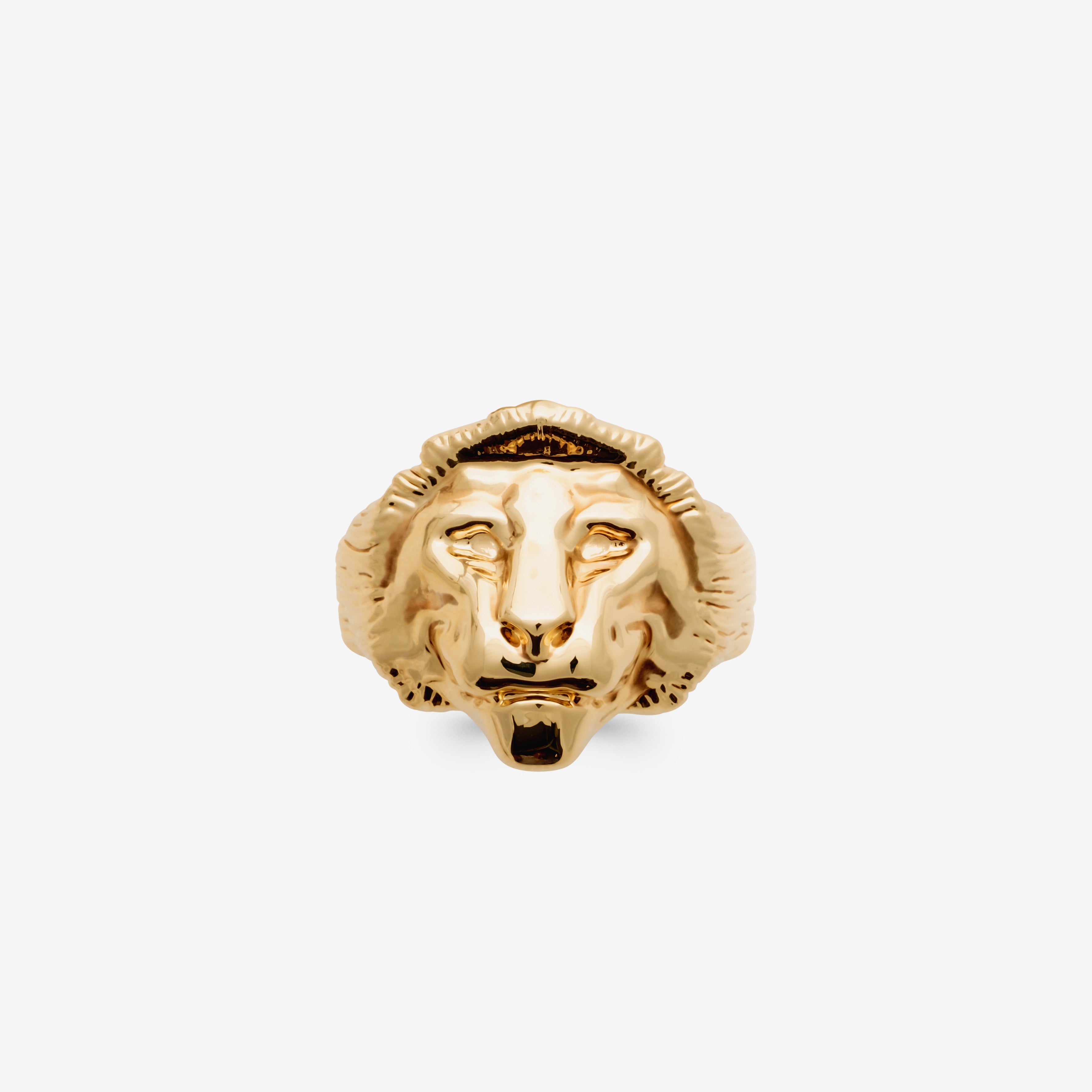 Bague chevalière homme lion épaisse en plaqué or