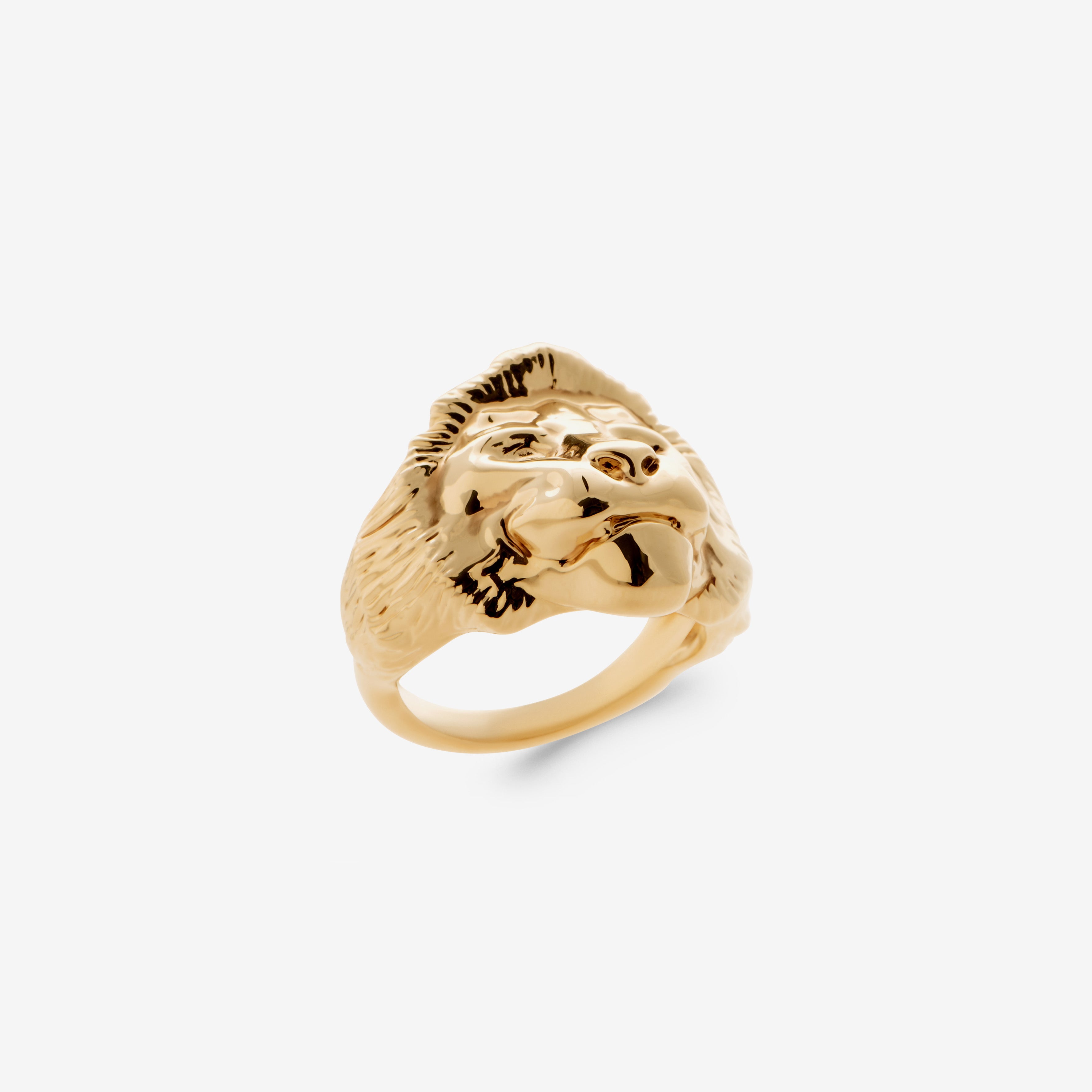 Bague chevalière homme lion épaisse en plaqué or