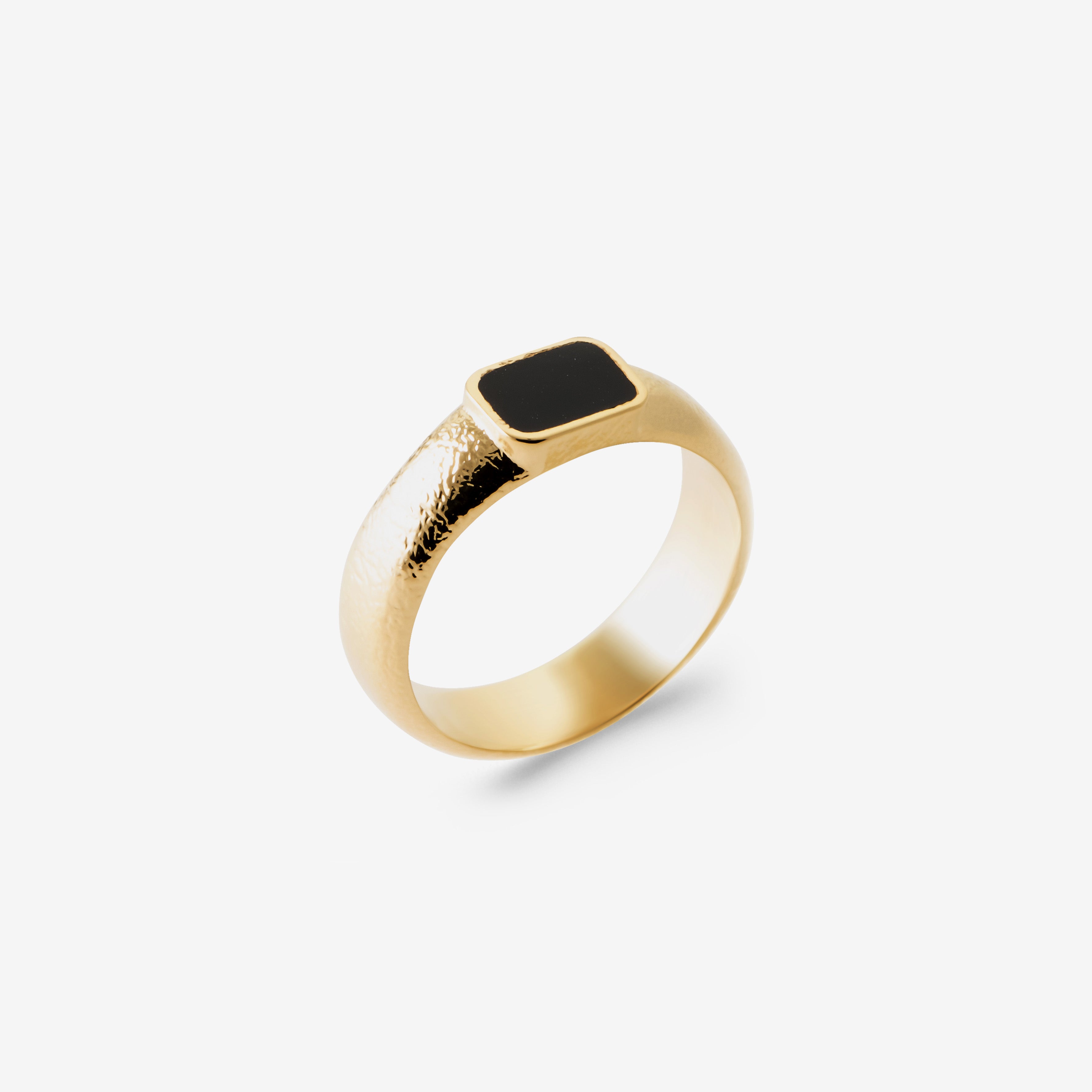 Bague plaqué or pierre agathe noire