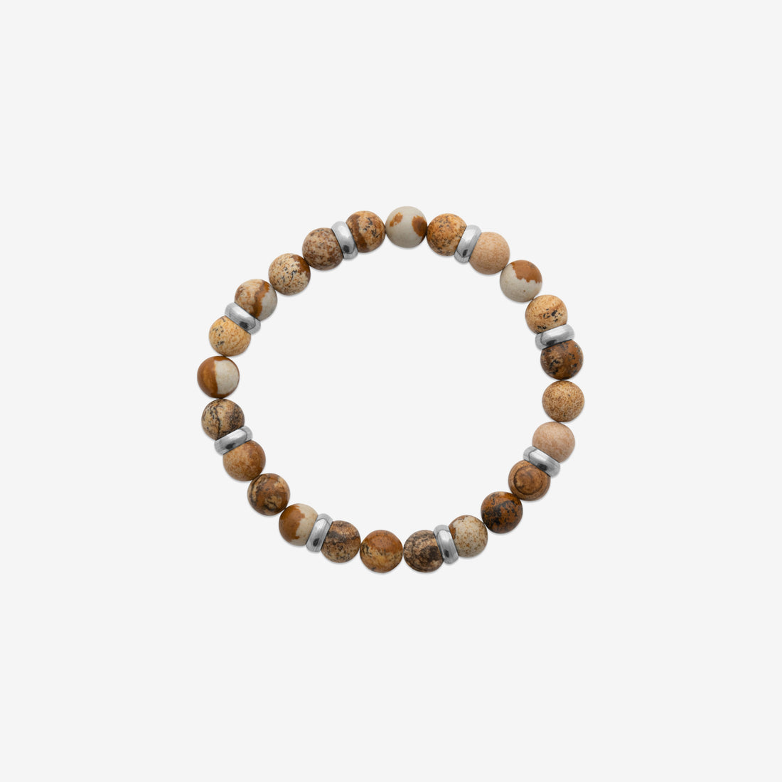 Bracelet Homme Perles Pierres Marrons