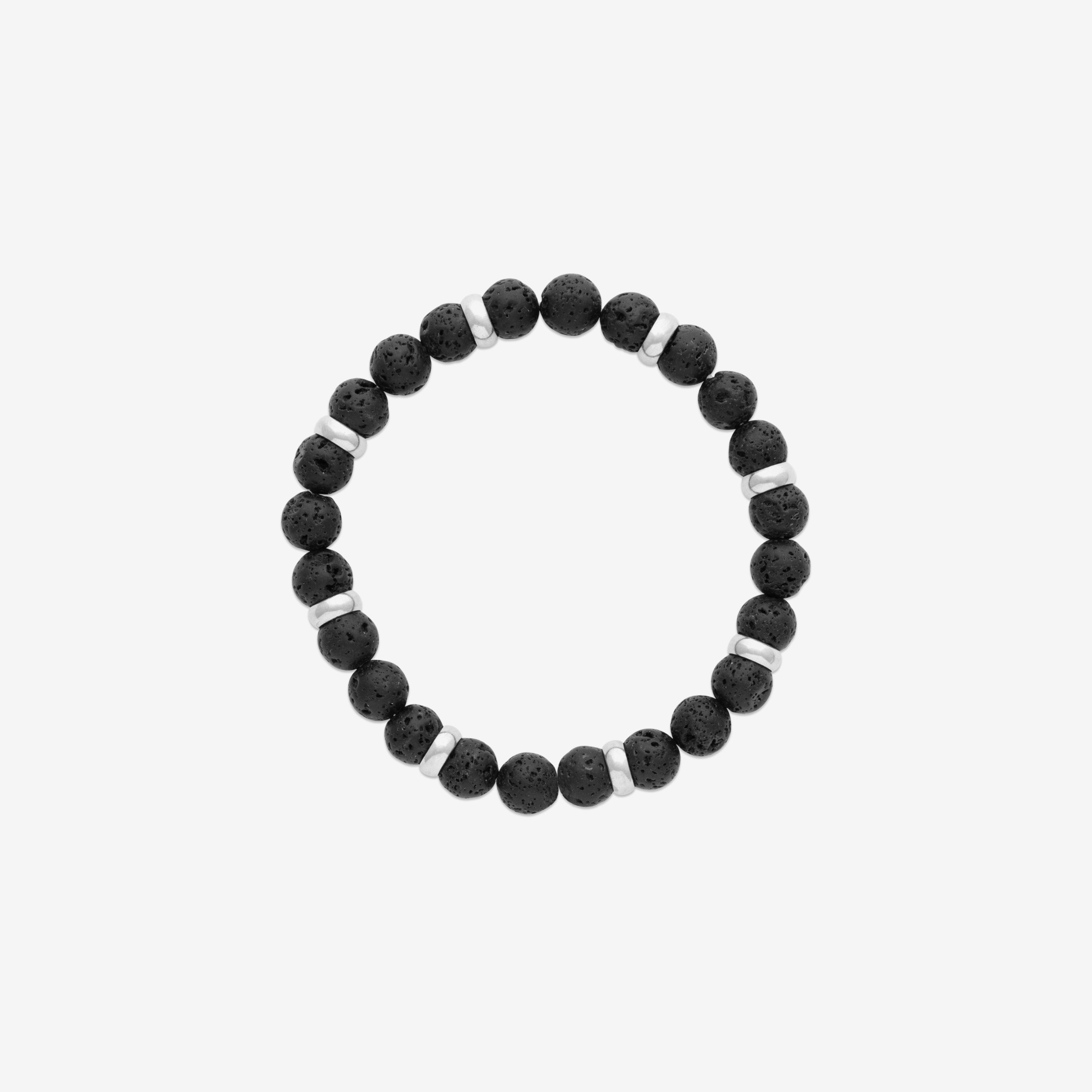 Bracelet homme pierre naturelle pierre de lave argent 925