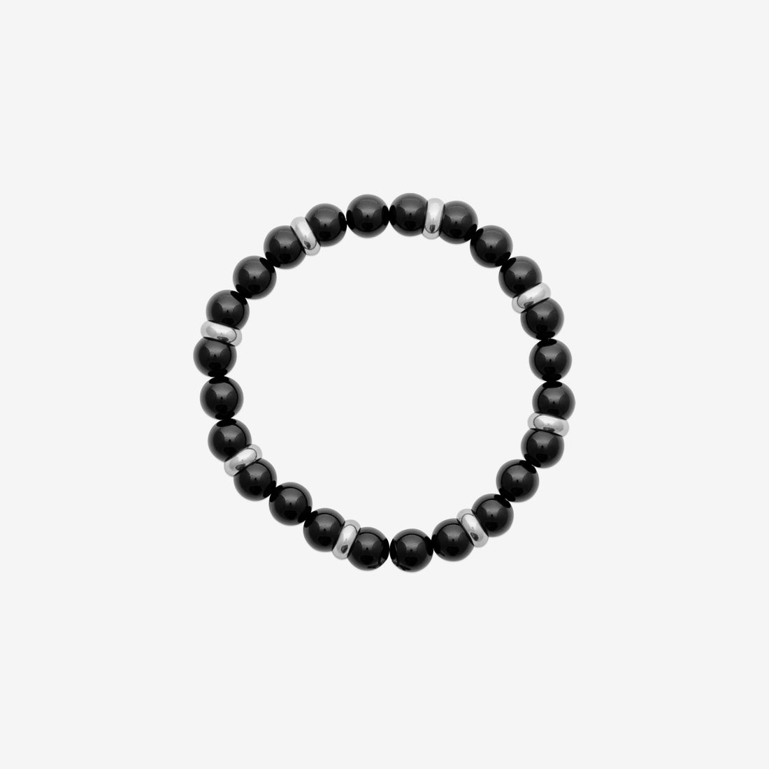 Bracelet homme pierre naturelle agathe noir polie argent 925