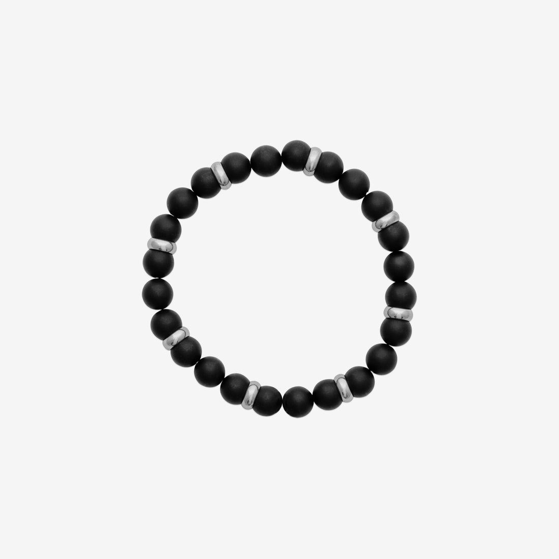 Bracelet homme pierre naturelle agathe noir mate argent 925