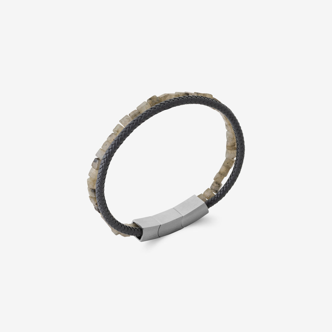 Bracelet homme cuir et pierre naturelle labradorite
