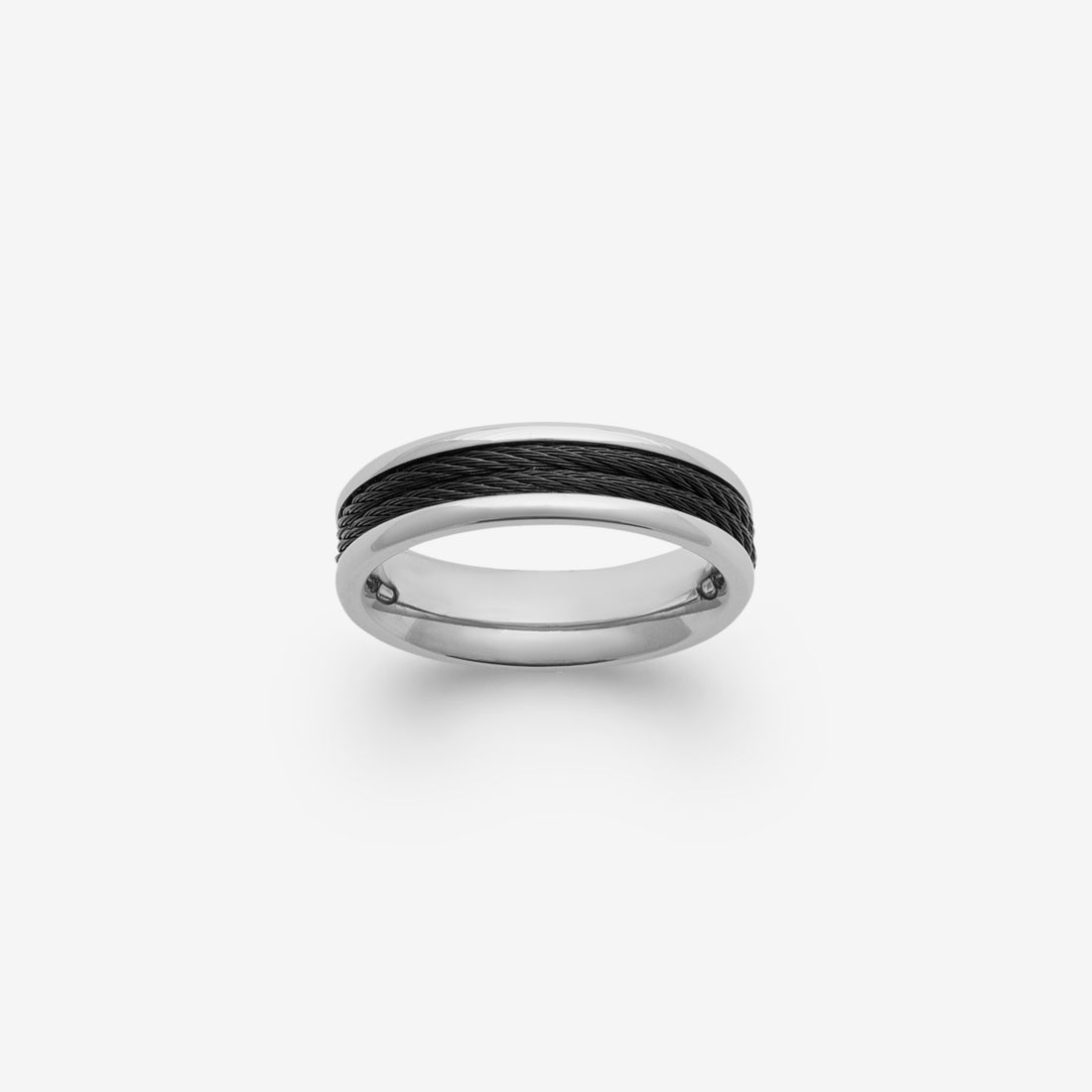 Bague homme acier inoxydable argenté et carbone