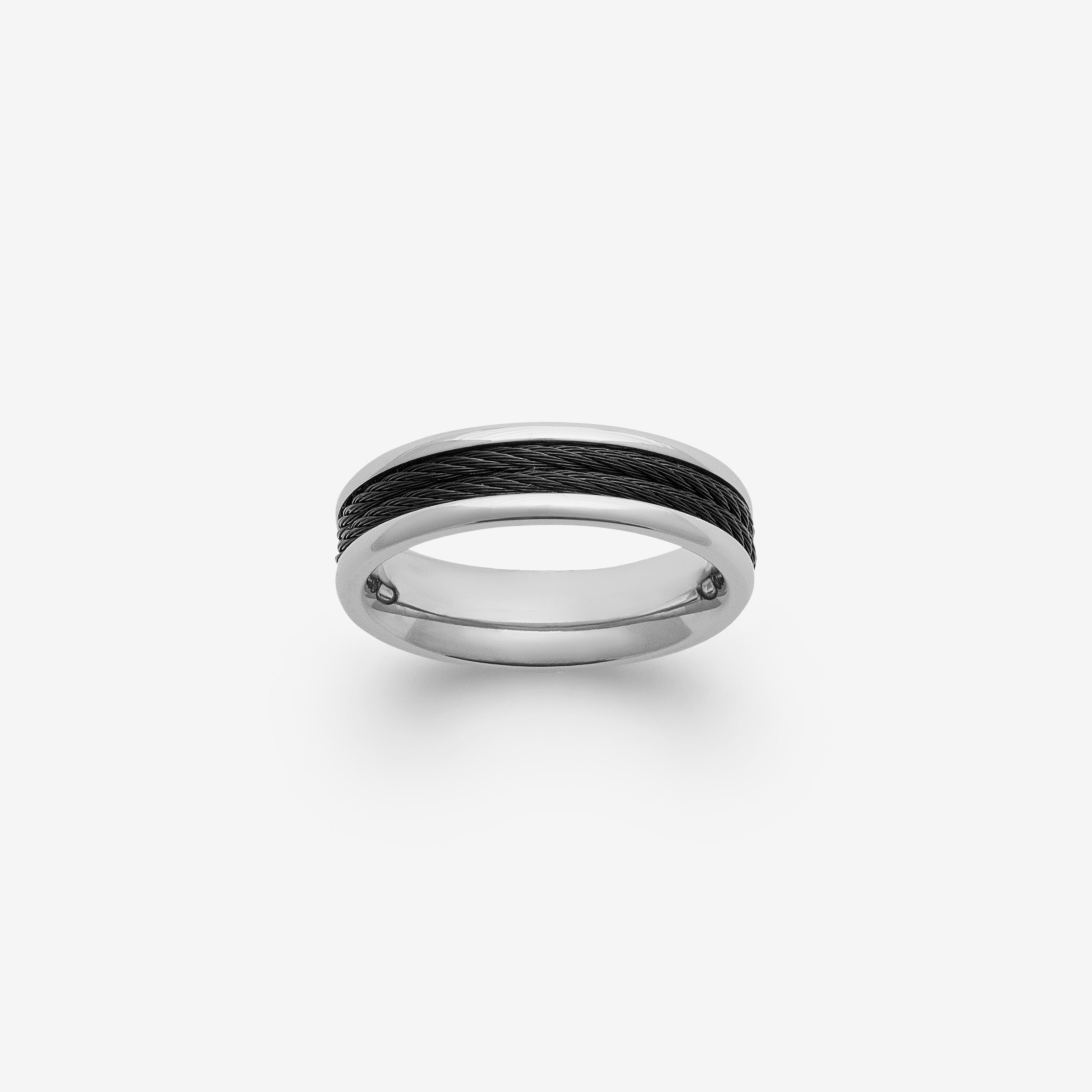 Bague homme acier inoxydable argenté et carbone