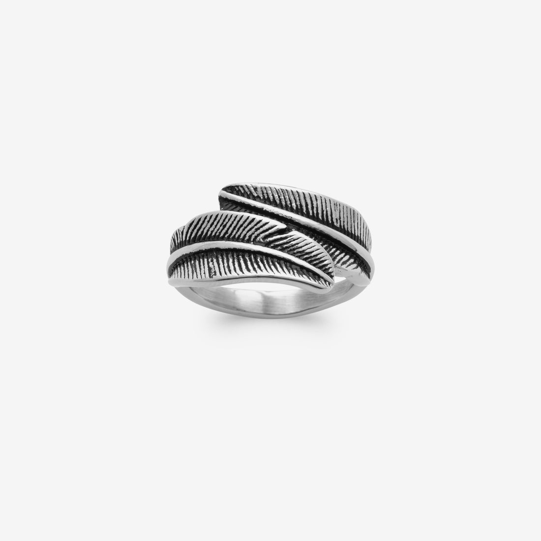 Bague acier inoxydable feuille