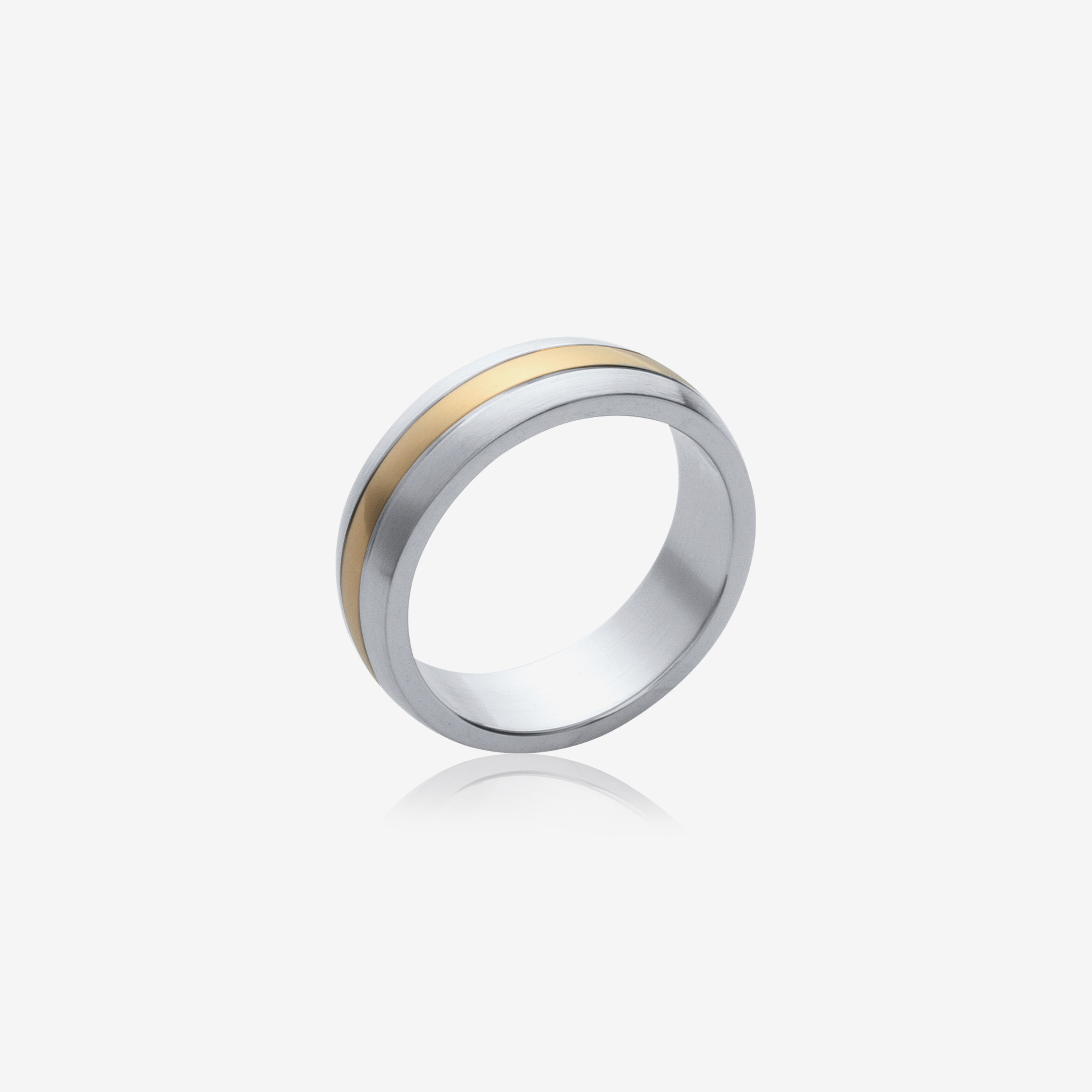 Bague chevalière homme acier inoxydable argenté et doré