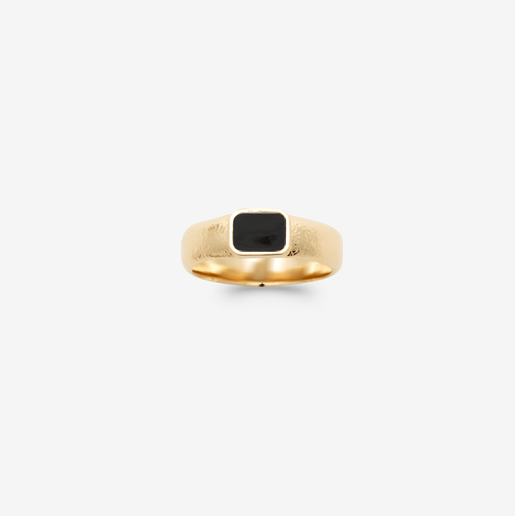 Bague homme plaqué or pierre noire
