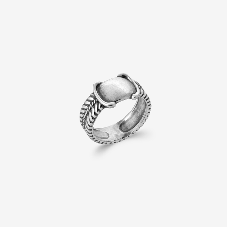 Chevalière homme argent large