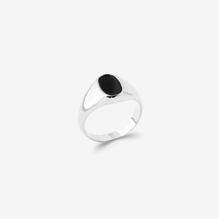 Bague homme argent pierre noire