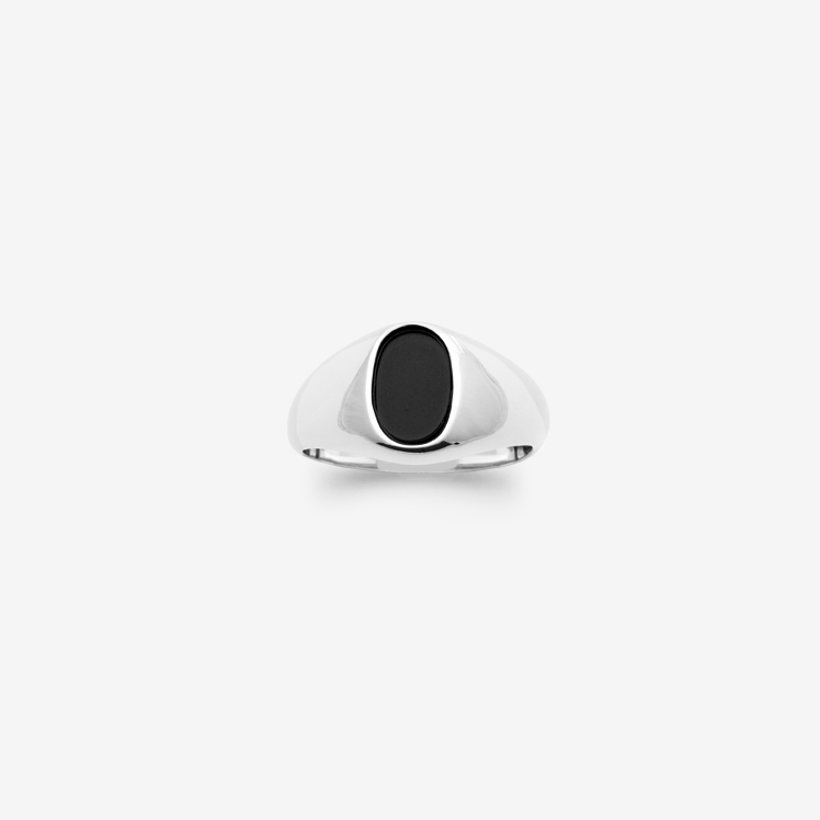 Bague homme argent pierre noire