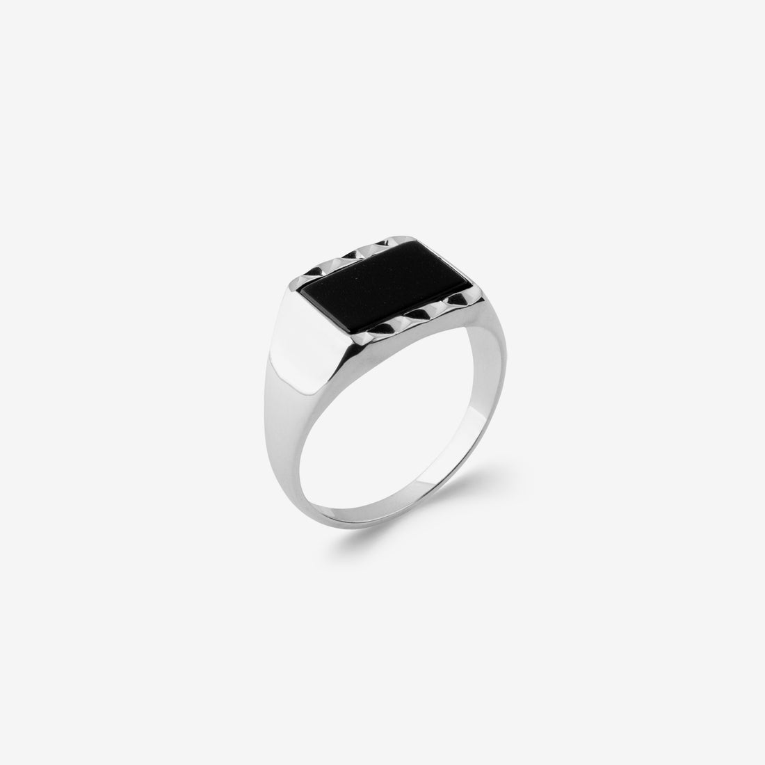 bague chevalière homme argent pierre noire