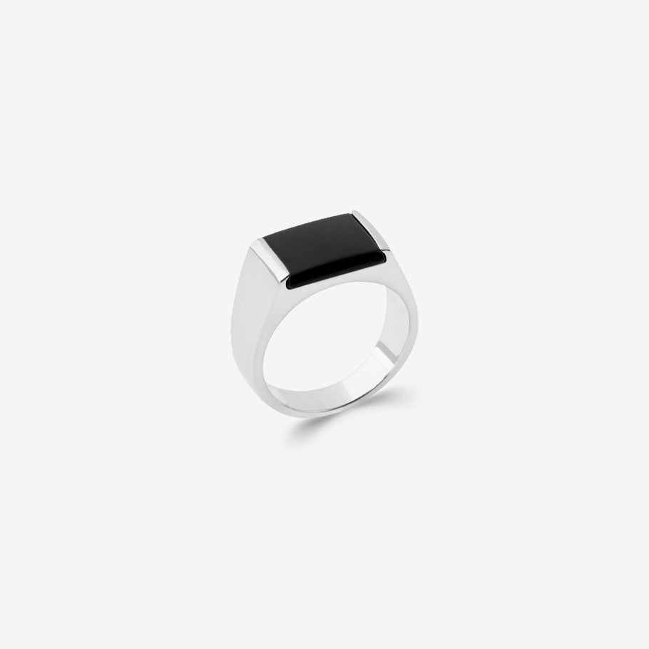 Bague homme argent 925 pierre noire