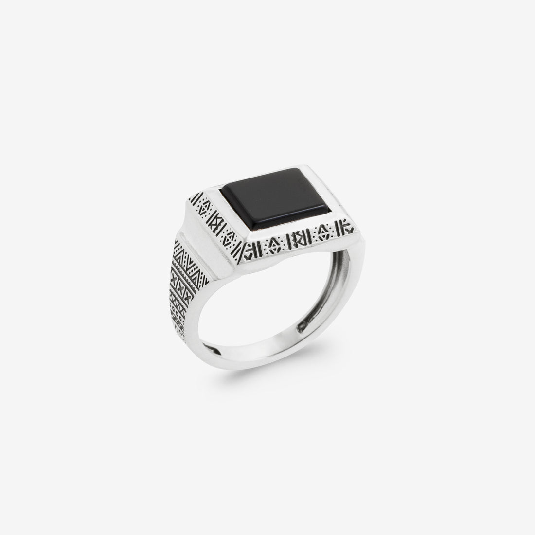 Bague chevalière homme argent pierre noire