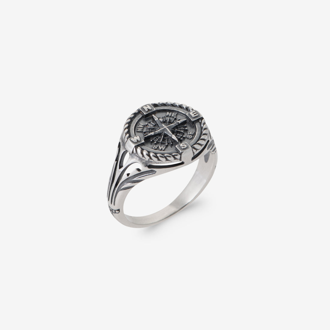 Bague homme boussole argent