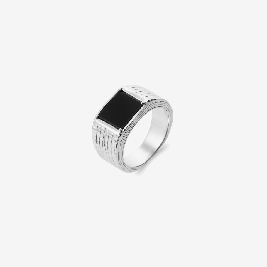 Bague homme argent 925 pierre noire