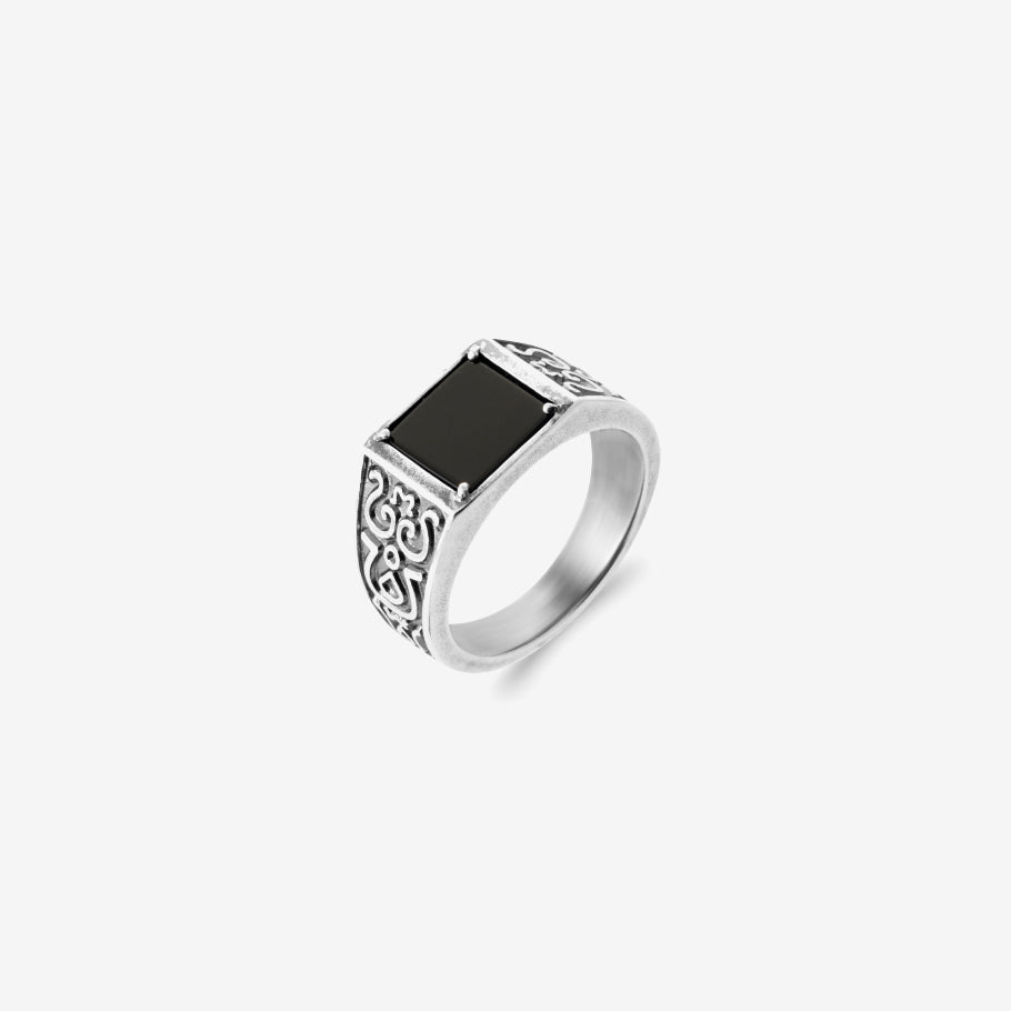 Bague homme minimaliste argent 925 pierre noire
