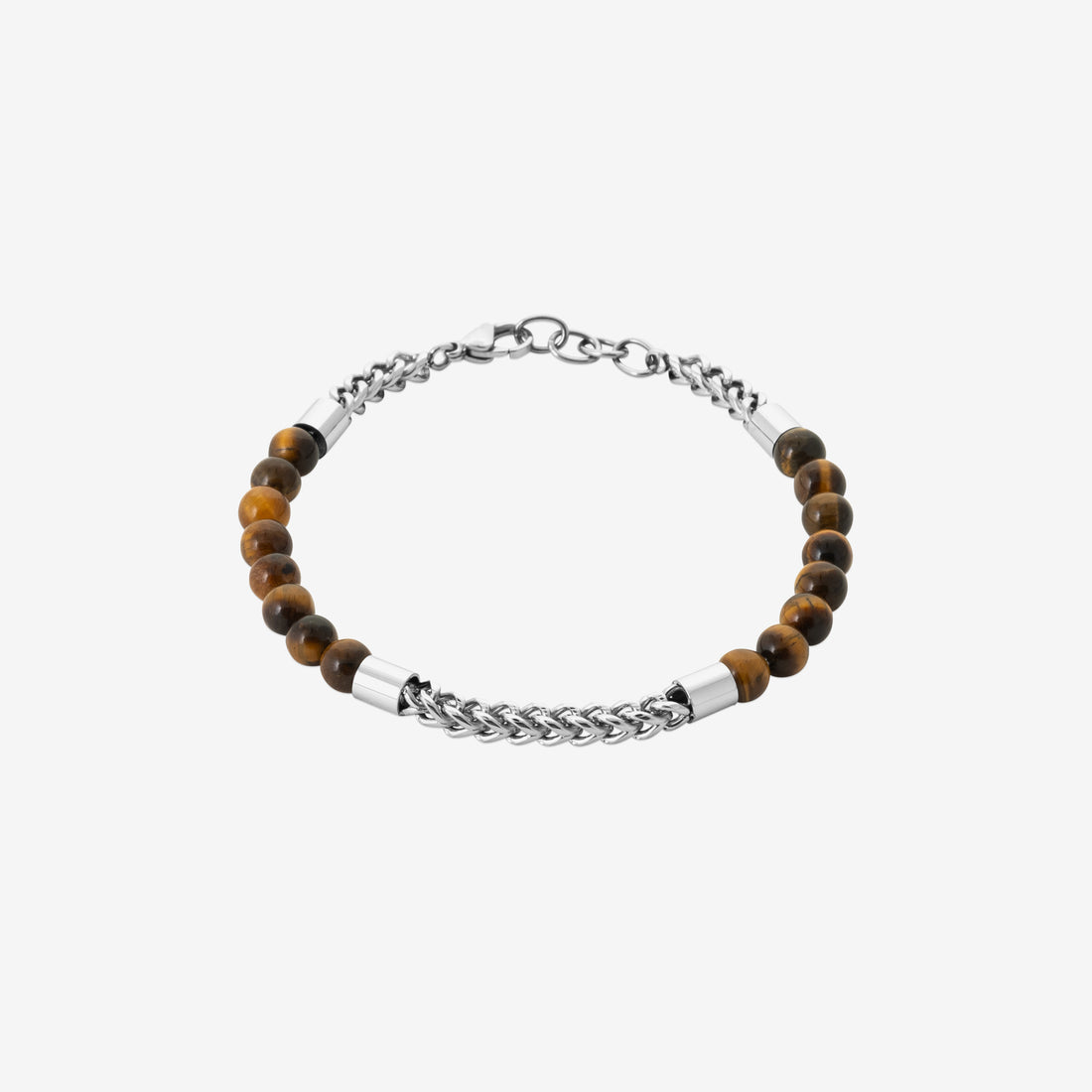 Bracelet homme argent 925 perles marron