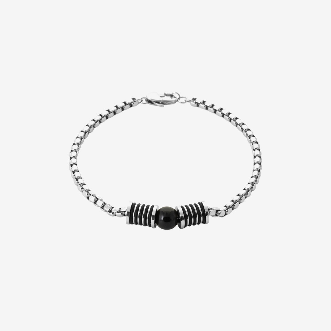 Bracelet homme argent 925 pierres noires