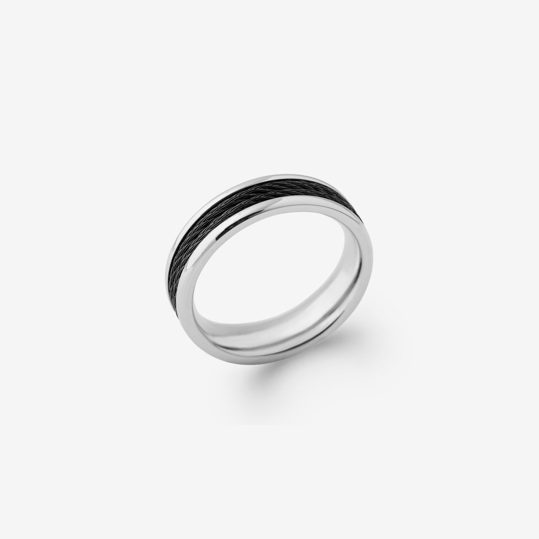 Bague homme acier inoxydable argenté et carbone