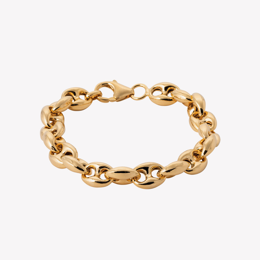 Bracelet homme chaîne grain de café plaqué or