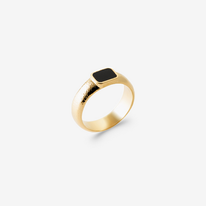 Bague homme plaqué or pierre noire